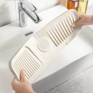Silicone Draining Mat for Kitchen Sink in Dark Gray, Small Size